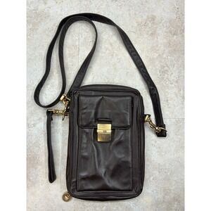 Perlina Brown‎ Leather  Cross Body Bag Purse Handbag